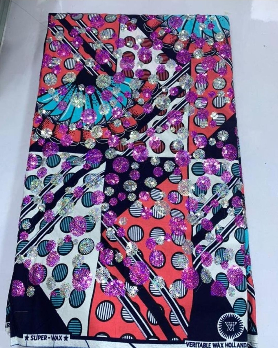 Luxe Sequined Ankara Print 1