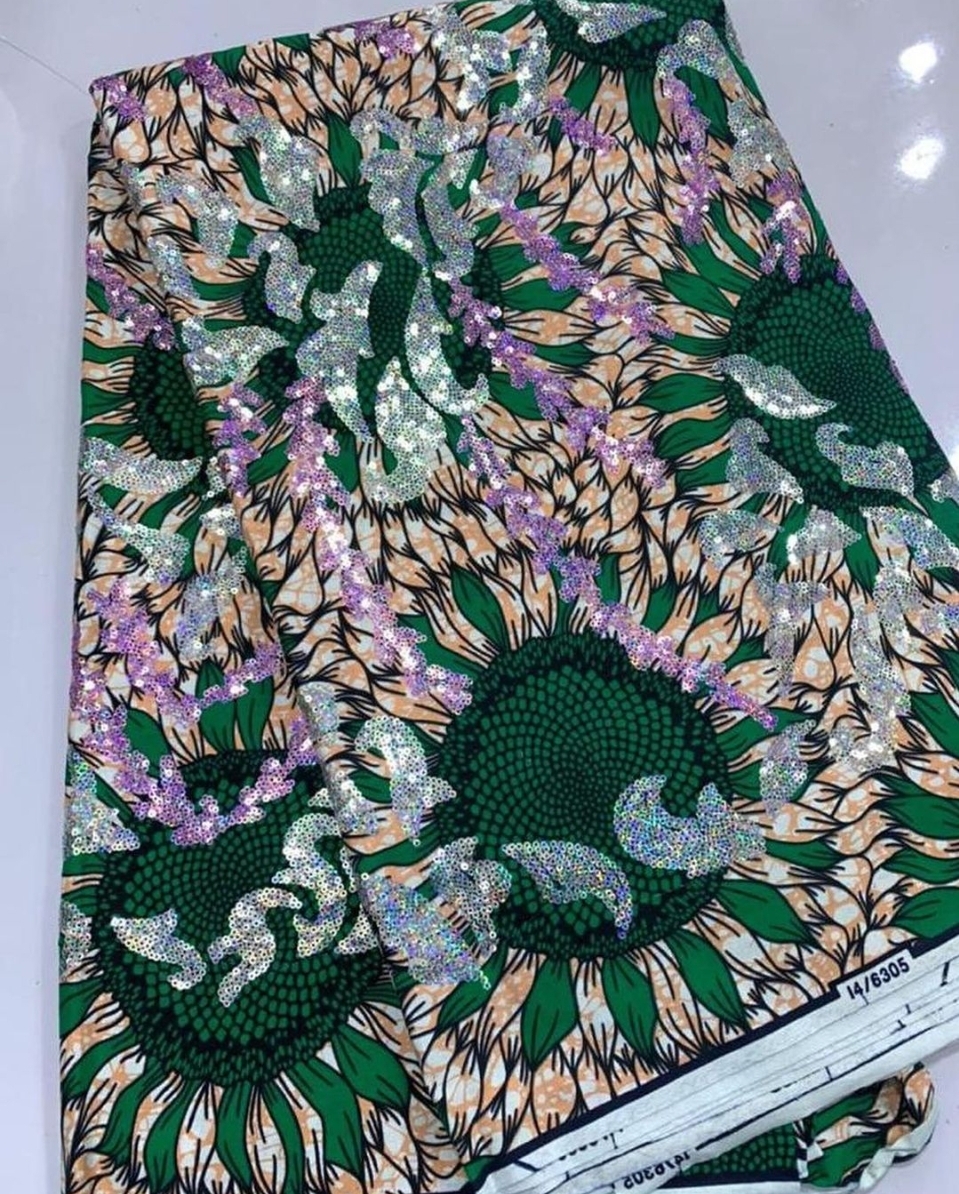 Luxe Sequined Ankara Print . 3