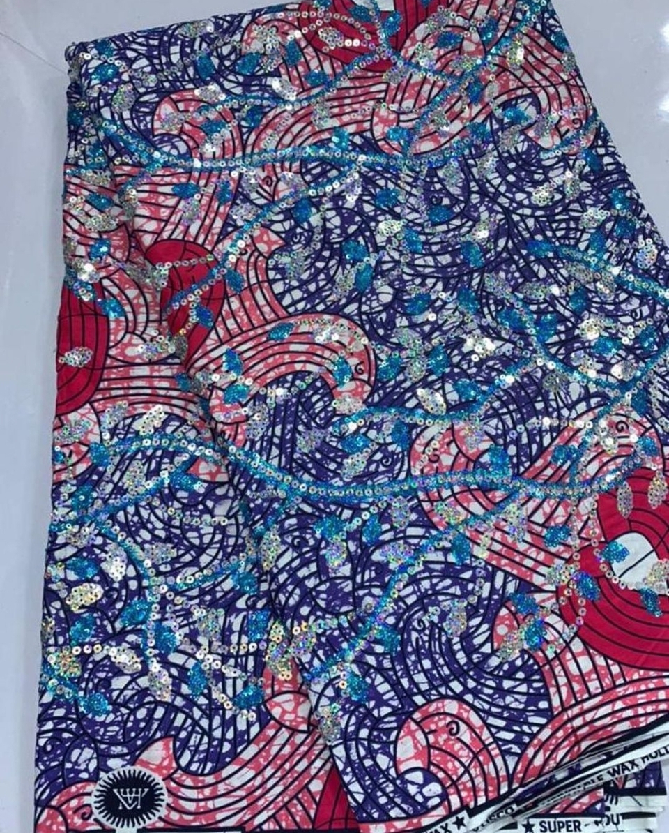 Luxe Sequined Ankara Print 6