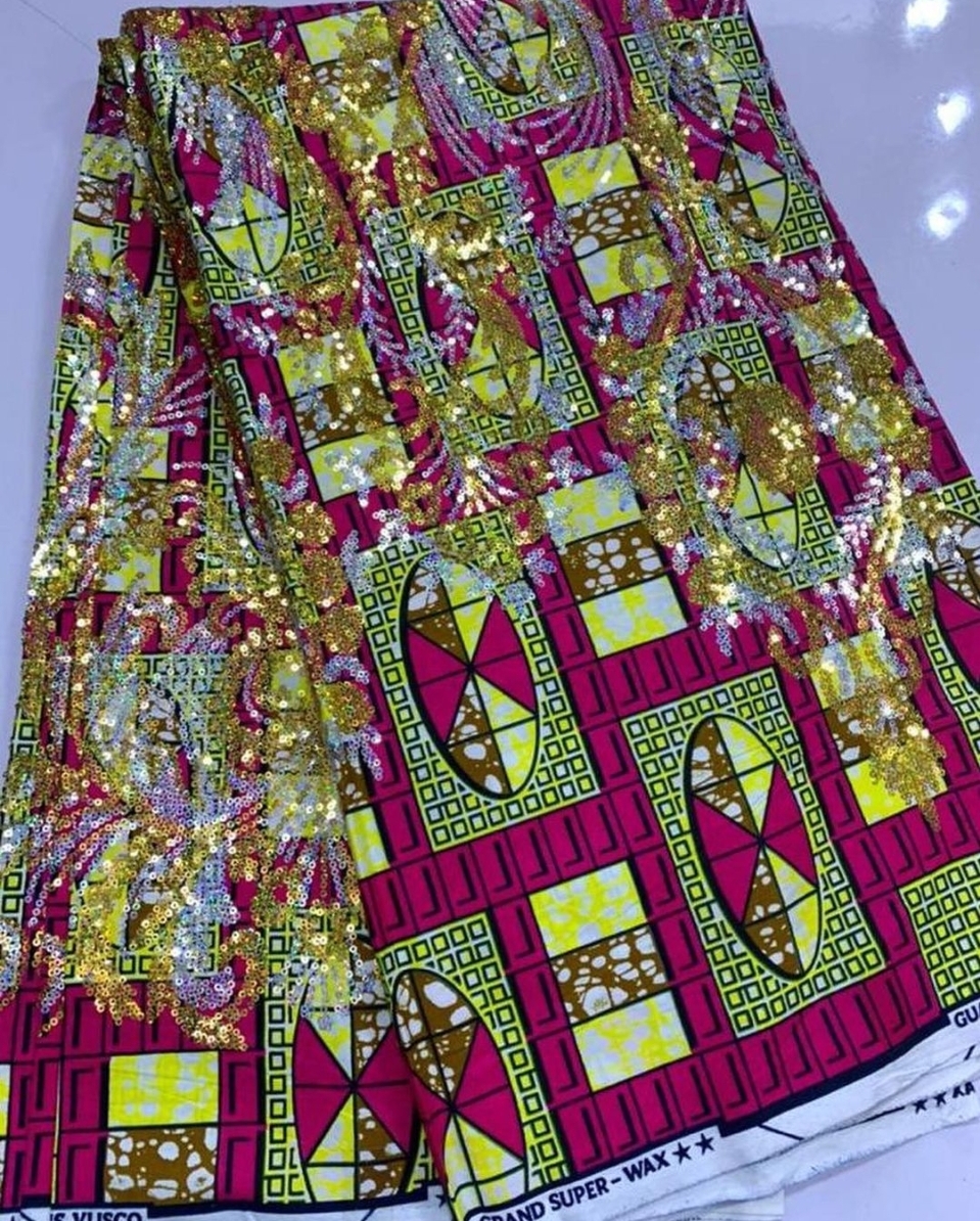 Luxe Sequined Ankara Print 7
