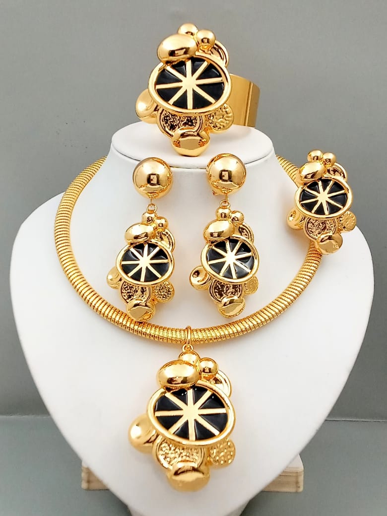 Lucy Bold Gold Plated Pendant And Earing Set