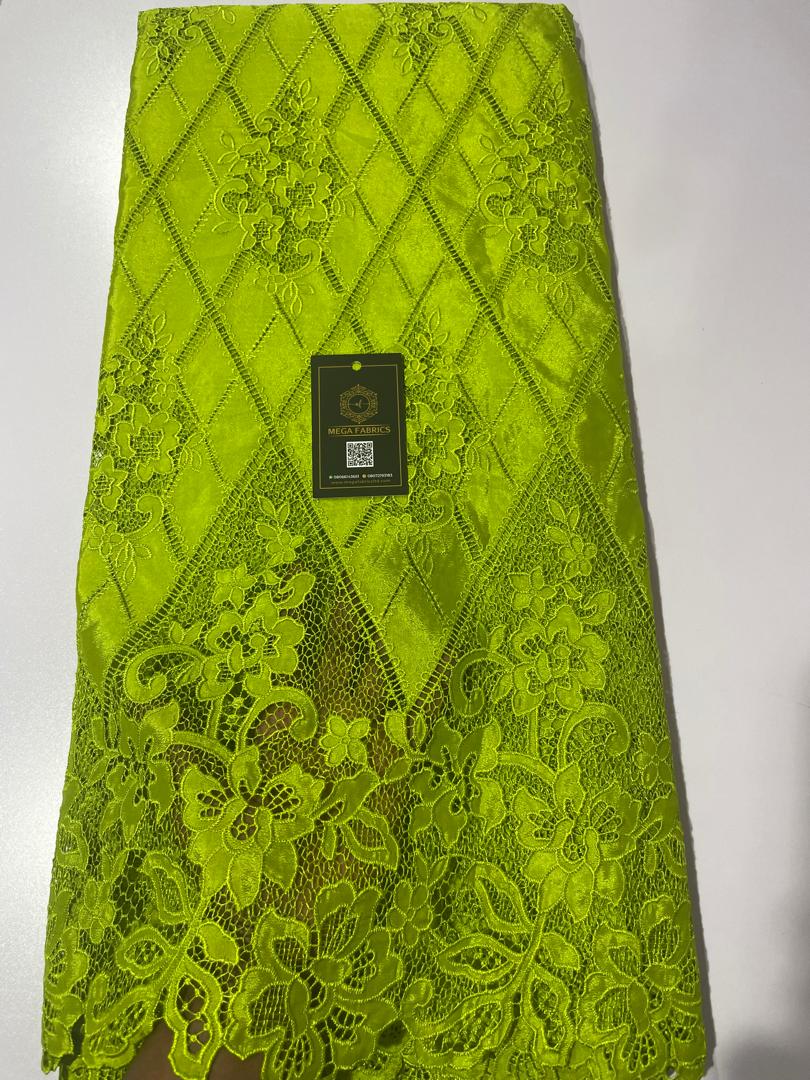 Olive Green Silk Guipure 1