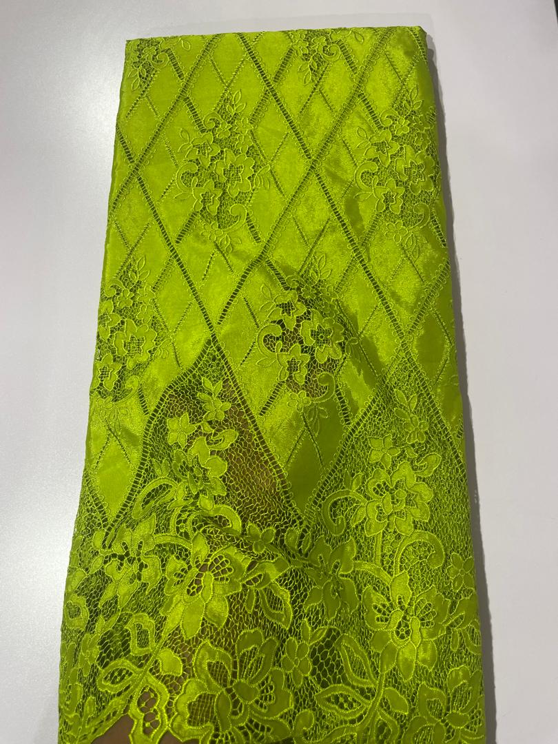 Olive Green Silk Guipure. 2